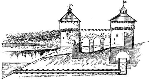 Схематический рисунок Тайницкой башни в разрезе